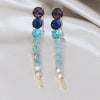 Korea Design Jewelry Long Colorful Crystal Gradient Earrings  Women Prom Party Accessories