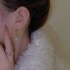 Korea Design Jewelry Love Heart Net Crystal Tassel Pendant Earrings Elegant Women's Prom Party Accessories