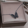 Korea Design Jewelry  Black Zircon Big Butterfly Ring Earrings Necklace Elegant Women's Prom Party Accessories