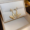 Korea Design Jewelry  Double Butterfly Zircon Opal Pendant Earrings Elegant Women Prom Party Accessories