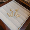 Korea Design Jewelry  Double Butterfly Zircon Opal Pendant Earrings Elegant Women Prom Party Accessories