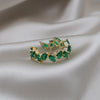 Korea Design Jewelry  Full Colored Zircon Geometric Leaf Rings Elegant Women Daily Work Open Rings