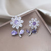 Korea Design Jewelry  Full Zircon Daisy Silver Color Stud Earrings Elegant Sweet Women Prom Party Accessories