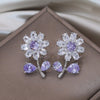 Korea Design Jewelry  Full Zircon Daisy Silver Color Stud Earrings Elegant Sweet Women Prom Party Accessories