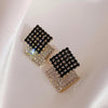Korea Design Jewelry  Geometric Black White Crystal Earrings Generous Elegant Women's Prom Party Accessories