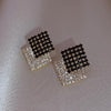 Korea Design Jewelry  Geometric Black White Crystal Earrings Generous Elegant Women's Prom Party Accessories