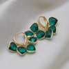Korea Design Jewelry  Green Love Crystal Tassel Pendant Earrings Elegant Women Prom Party Accessories