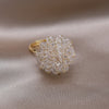 Korea Design Jewelry  Hand Woven White Crystal Round Ring Elegant Women Prom Party Opening Adjustable Ring