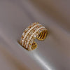 Korea Design Jewelry  Multilayer Zircon Pearl Rings Elegant Women's Daily Work Opening Adjustable Rings