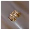 Korea Design Jewelry  Multilayer Zircon Pearl Rings Elegant Women's Daily Work Opening Adjustable Rings
