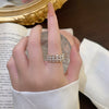 Korea Design Jewelry  Multilayer Zircon Pearl Rings Elegant Women's Daily Work Opening Adjustable Rings