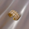 Korea Design Jewelry  Multilayer Zircon Pearl Rings Elegant Women's Daily Work Opening Adjustable Rings