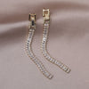 Korea Design Jewelry  Shiny Full Zircon Long Earrings Elegant Women's Wedding Accessories