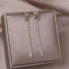 Korea Design Jewelry  Shiny Full Zircon Long Earrings Elegant Women's Wedding Accessories