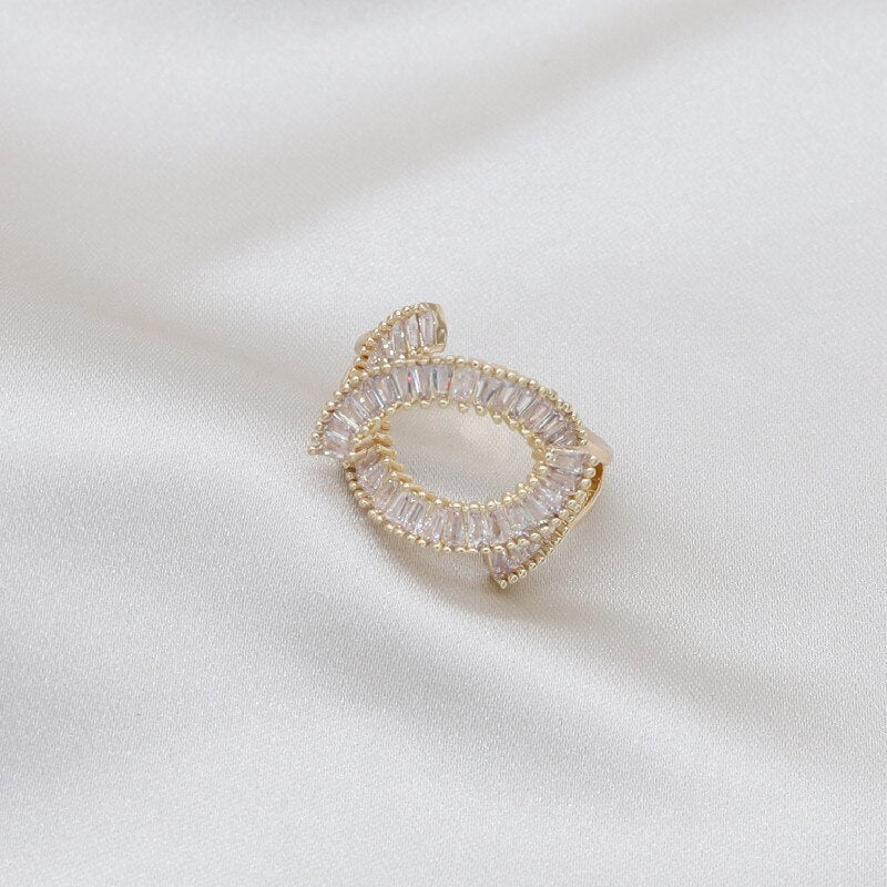 Korea Design Jewelry  Shiny Zircon Alphabet Cross Rings Elegant Women Prom Party Opening Adjustable rings