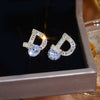 Korea Design Jewelry  Shiny Zircon Letter D Earrings Elegant Women's Prom Party Accessories