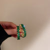 Korea Design Jewelry  Sparkling Crystal Big Round hoop Earrings Modern Girl Bar Party Women Earrings