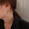 Korea Design Jewelry  Sparkling Crystal Big Round hoop Earrings Modern Girl Bar Party Women Earrings