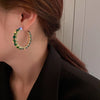 Korea Design Jewelry  Sparkling Crystal Big Round hoop Earrings Modern Girl Bar Party Women Earrings