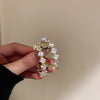Korea Design Jewelry  Sparkling Crystal Big Round hoop Earrings Modern Girl Bar Party Women Earrings