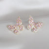 Korea Design Jewelry  Sparkling Full Pink Zircon Butterfly Earrings With Elegant Women Wedding Party earrings