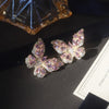Korea Design Jewelry  Sparkling Full Pink Zircon Butterfly Earrings With Elegant Women Wedding Party earrings