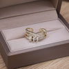 Korea Design Jewelry  Zircon Cross Small Circle Rotatable Ring Elegant Urban Women Daily Work Accessories