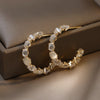Korea Design Jewelry  Zircon Opal C Shape Half Circle Earrings Elegant Women Daily Work Accessories