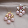 Korea Design Jewelry Palace Style Pink Zircon Pearl Tassel Earrings Elegant Women's Party Accessories