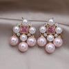 Korea Design Jewelry Palace Style Pink Zircon Pearl Tassel Earrings Elegant Women's Party Accessories