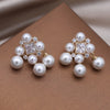 Korea Design Jewelry Palace Style Pink Zircon Pearl Tassel Earrings Elegant Women's Party Accessories