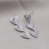 Korea Design Jewelry Silver Color Copper Set Zircon Love Pendant Earrings Elegant Women's Wedding Party Accessories