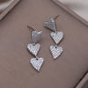 Korea Design Jewelry Silver Color Copper Set Zircon Love Pendant Earrings Elegant Women's Wedding Party Accessories