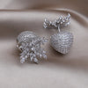 Korea Design Jewelry Silver Color Copper Set Zircon Strawberry Leaf Earrings Elegant Women's Prom Party Accessories