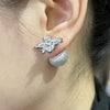 Korea Design Jewelry Silver Color Copper Set Zircon Strawberry Leaf Earrings Elegant Women's Prom Party Accessories