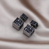 Korea Design Jewelry Silver Color  Square Zircon Front Back Earrings Elegant Women's Daily Work Accessories