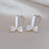 Korea Design Jewelry Simple 14K Gold Plated Zircon Bow White Oil Drop Earring Elegant Women's Daily Work Accessories
