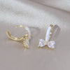 Korea Design Jewelry Simple 14K Gold Plated Zircon Bow White Oil Drop Earring Elegant Women's Daily Work Accessories