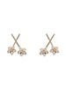 Korea Design Jewelry Simple Cross Double Flower Earrings  Elegant Women Prom Party Earrings