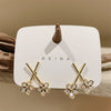 Korea Design Jewelry Simple Cross Double Flower Earrings  Elegant Women Prom Party Earrings