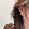 Korea Design Jewelry Simple Cross Double Flower Earrings  Elegant Women Prom Party Earrings