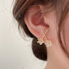 Korea Design Jewelry Simple Cross Double Flower Earrings  Elegant Women Prom Party Earrings