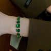 Korea Design Jewelry Simple Green Crystal Pendant Necklace Bracelet Elegant Women Party Accessories