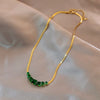 Korea Design Jewelry Simple Green Crystal Pendant Necklace Bracelet Elegant Women Party Accessories