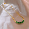Korea Design Jewelry Simple Green Crystal Pendant Necklace Bracelet Elegant Women Party Accessories