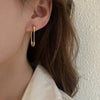 Korea Design Jewelry Simple Metal Pin Metal hoop Earrings Girls Christmas Gifts Women's Daily Work Accessories