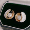 Korea Design Jewelry Simple White Paint Twisted Pearl Earrings Elegant Women's Daily Work Accessories