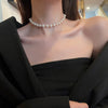 Korea Design Jewelry Simple White Pearl Stretch Adjustable Necklace Elegant Women Sexy Clavicle Party Necklace