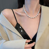 Korea Design Jewelry Simple White Pearl Stretch Adjustable Necklace Elegant Women Sexy Clavicle Party Necklace