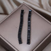 Korea Design Jewelry Square  Black Zircon Long Tassel Earrings Elegant Women's Party Accessories